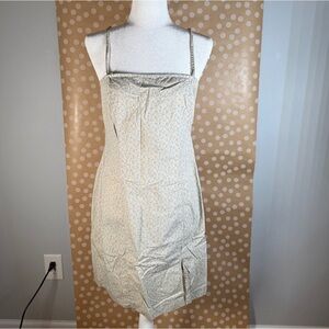 Gap Floral White Corset Dress Spaghetti Strap Mini Dress Slit 100% Cotton Sz 10